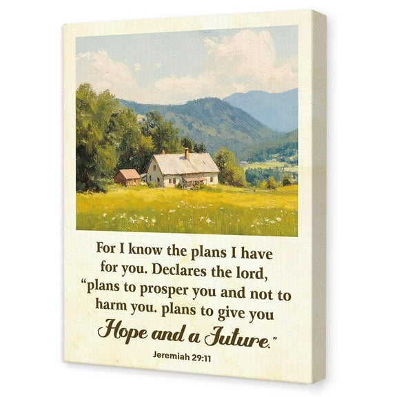 Jeremiah 29:11 For I Know the Plans Wall Art,Religious Bible Verse Wall Decor,Scripture Canvas Wall Art for Christian Prayer Room Home Office Church