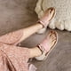 thumbnail image 5 of Sandalias de verano para mujer de tacón bajo de cuero de microfibra de color sólido a la moda Wmkox8yii shjk7272, 5 of 9