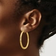 thumbnail image 3 of Primal Gold 14 Karat Yellow Gold Diamond-cut Round Hoop Earrings, 3 of 4