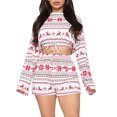 thumbnail image 1 of Skksst Christmas Womens Long Sleeve Tops Shorts 2pcs Xmas Pajamas Sleepwear Set, 1 of 5