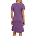 thumbnail image 3 of INSPIRE CHIC Women's Pajamas V-Neck Nightshirt Loungewear Ruffle Short Sleeve Nightgowns S Purple, 3 of 4