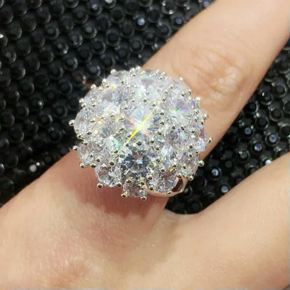 EOEMY Gorgeous 925 Silver Plated Ring Cubic Zircon Women Wedding Jewelry Gift Sz 6-10-6