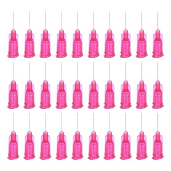 Uxcell 100Pcs 25G Agujas de Dosificación con Luer Lock, Tubo de Aguja de Pegamento PTFE de 1/2", Aguja Flexible, Roja