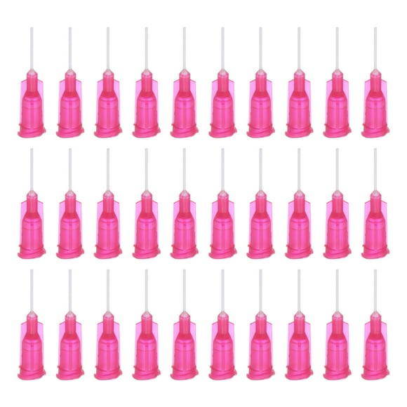 Uxcell 100Pcs 25G Agujas de Dosificación con Luer Lock, Tubo de Aguja de Pegamento PTFE de 1/2", Aguja Flexible, Roja