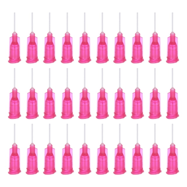 Uxcell 100Pcs 25G Agujas de Dosificación con Luer Lock, Tubo de Aguja de Pegamento PTFE de 1/2", Aguja Flexible, Roja