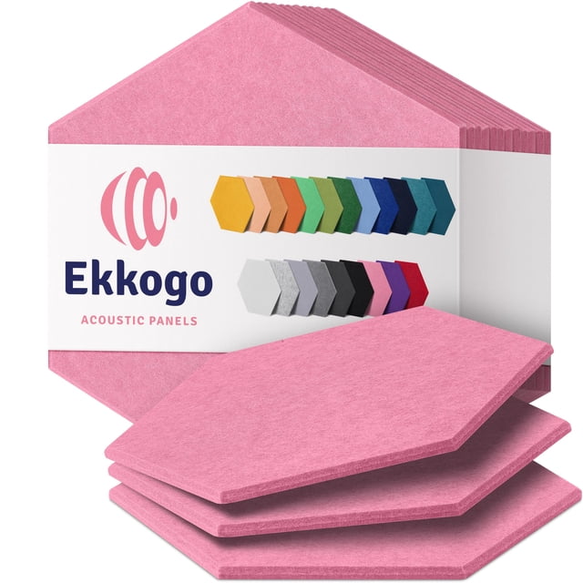 Paneles de pared insonorizados Ekkogo Acoustic Panels, paquete de 12, color rosa