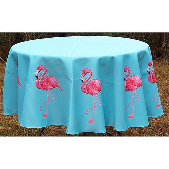 68 in. Pink Flamingo Round Table Cloth