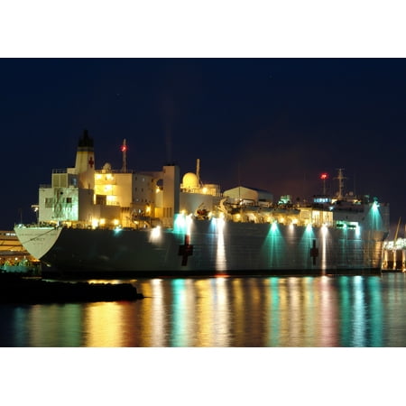 Military Sealift Command Ships - LAMINATED POSTER The Military Sealift Command hospital ship USNS Mercy (T-AH 19) prepares to depart Pearl Harbor, Haw Poster Print 24 x 36