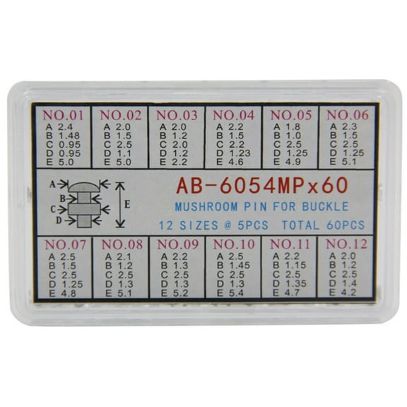 12-Size Assorted Center Locking Pin Mushroom Head For Bottom Of Clasp Refills Watch Accessories