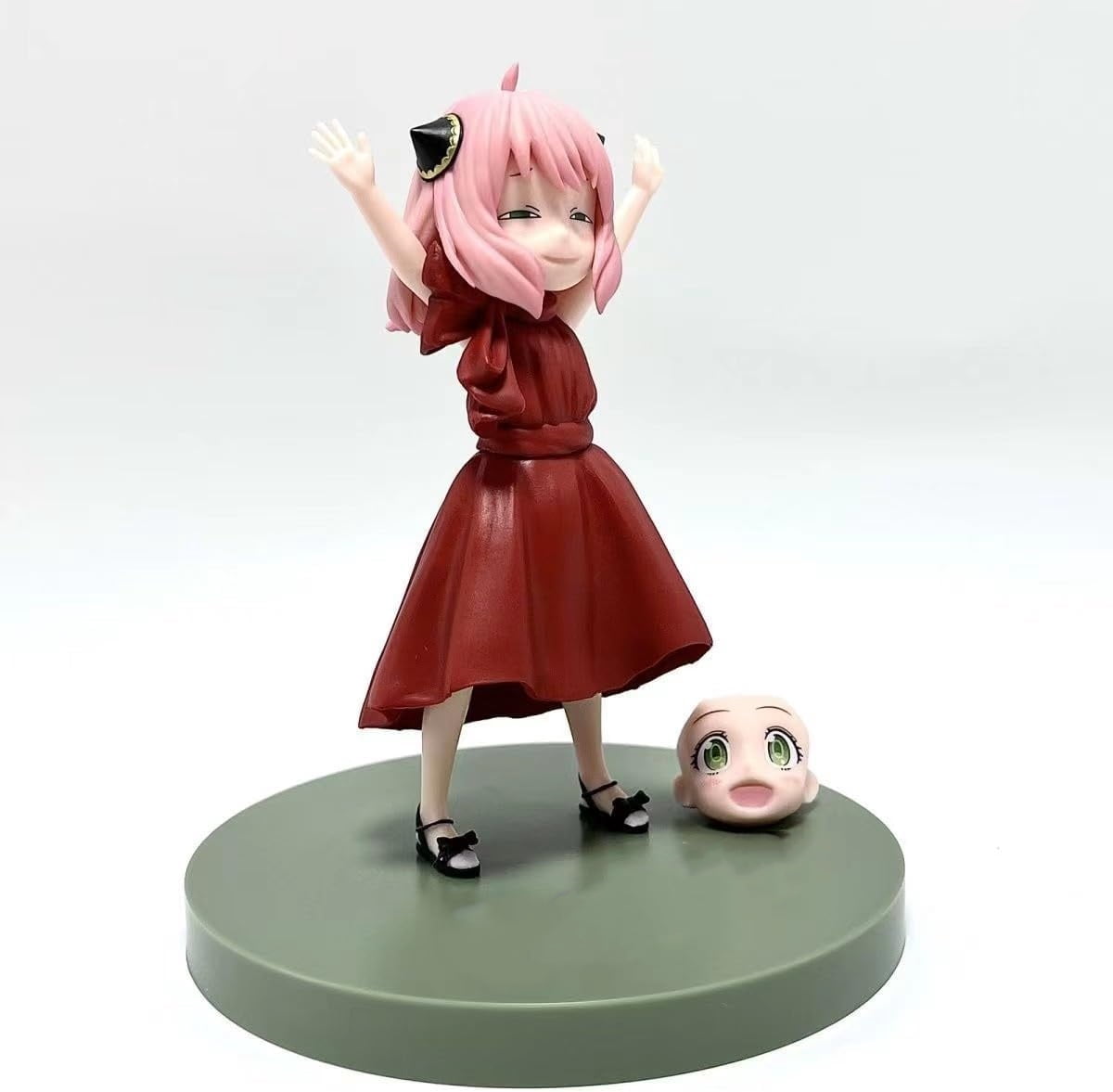 Newly Anya Forger Figure Party Anya Forger Figures 11cm/4.3inch Handmade PVC Anime Manga Game Character Statue Figure Collectible Decoration Craft Gift (Red)