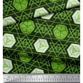 thumbnail image 3 of Soimoi Green Poly Georgette Fabric Geometrical Star Geometric Decor Fabric Printed Yard 42 Inch Wide, 3 of 5