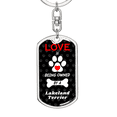 thumbnail image 5 of Lakeland Terrier Stainless Steel or 18k Gold Premium Swivel Dog Tag Keychain, 5 of 16