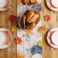thumbnail image 4 of Navy Blue Pumpkins Fall Cotton Linen Rectangle Table Runners 13"x36", Thanksgiving Eucalyptus Wooden Coffee Table Runner Dresser Scarves Luxury Table Runners for Wedding Party Banquet Dinner Decor, 4 of 8
