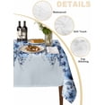 thumbnail image 5 of Blue Blooms Floral Rectangle Tablecloth, Spring Flowers Botanical Blue Ombre Waterproof & StainResistant Tablecloth, Washable Oil-proof Table Cover for Dining/Party/Wedding/Camping/Buffet 52x70 In, 5 of 9