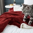 thumbnail image 4 of LBRO2M Sherpa Fleece Bed Blanket King Size Super Soft Fuzzy Plush Warm Cozy Fluffy Microfiber Couch Throw Velvet Double Reversible Blankets,Red, 4 of 6