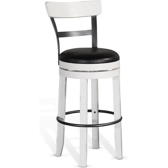 Pemberly Row 30" Swivel Barstools with Back in Dark Brown & White (Set of 2)