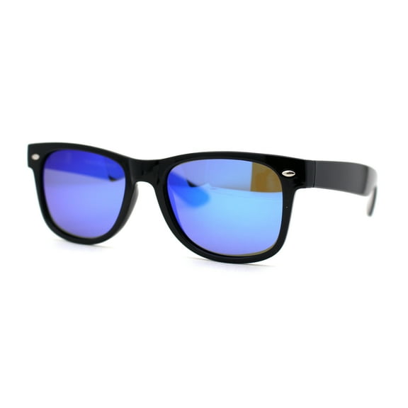 SA106 Polarized Color Mirror Iconic Hipster Horn Rim Sunglasses Black Blue Mirror