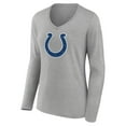 thumbnail image 2 of Women's Heather Gray Indianapolis Colts Primary Team Logo Long Sleeve V-Neck T-Shirt, 2 of 3