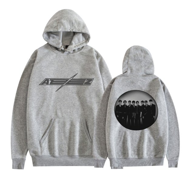 FOSSKOS ATEEZ Male idol Group Gift Give Fans Comfort Hoodies Unisex,L,Gray