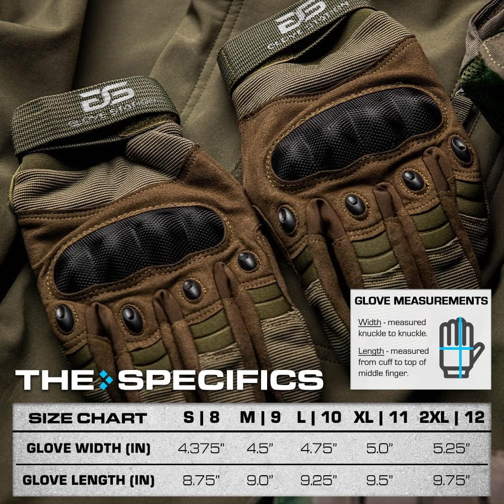 Glove Station The Motorcycle Gloves - Gloves with Touchscreen for Outdoor Sports, BMX, Dirt Bike and Cycling - Gloves for Airsoft, Paintball and Work - Green, Large Size