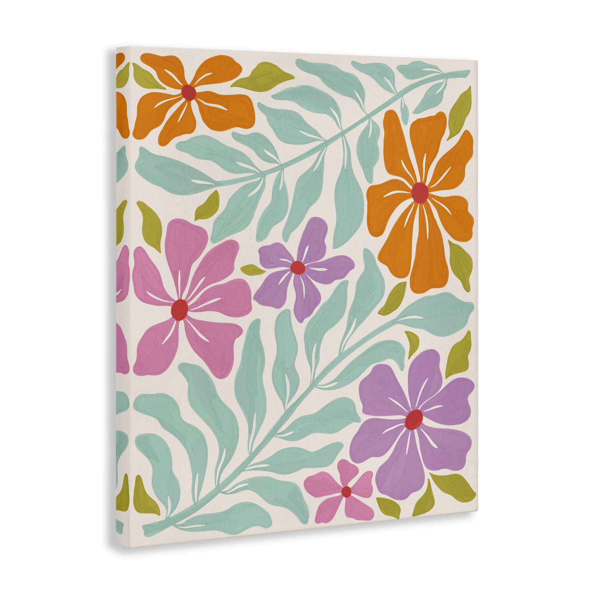 Stupell Industries Floral Energy Pattern Plants & Flowers Painting Wrapped Canvas Art Print Wall Art, 36 x 48