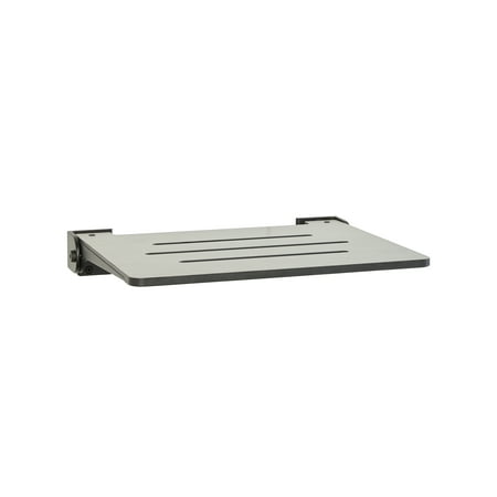 SlimLine Folding Wall Mount Shower Bench Seat, Weathered Ash Seat with Matte Black Frame