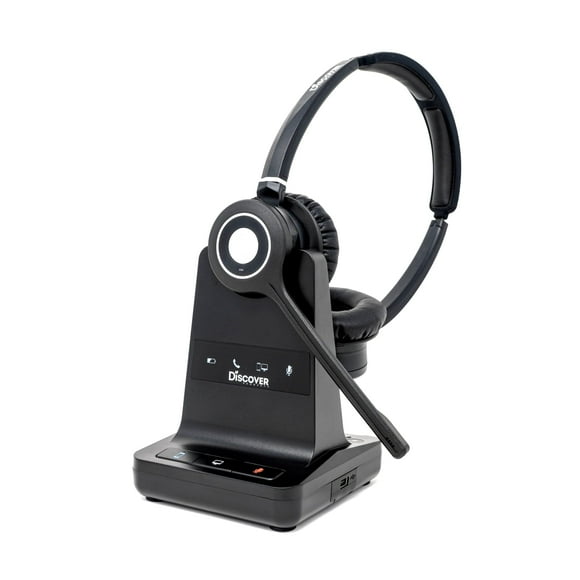 Discover Adapt 30 Long Range DEcT Wireless Office Headset Switch Between Single and Dual Speaker compatible with Polycom, Avaya, Yealink and 98% of corded Office Desk Phones