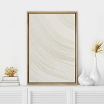 PixonSign Framed Canvas Wall Art Geometric White & Gray Paint Stroke Spiral Abstract Print Minimalism Contemporary Nordic Decoration for Living Room, Bedroom, Office - 16"x24" Natural