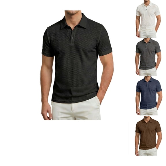 Afuyipoi Men Polo Shirts,Breathable Lightweight Summer Casual Short Sleeve Tops Black 3XL