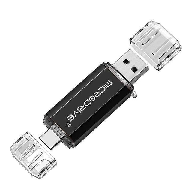 Disco negro de 64GB-U para teléfono móvil, computadora, USB giratorio de doble uso, USB de coche tipo C de alta velocidad