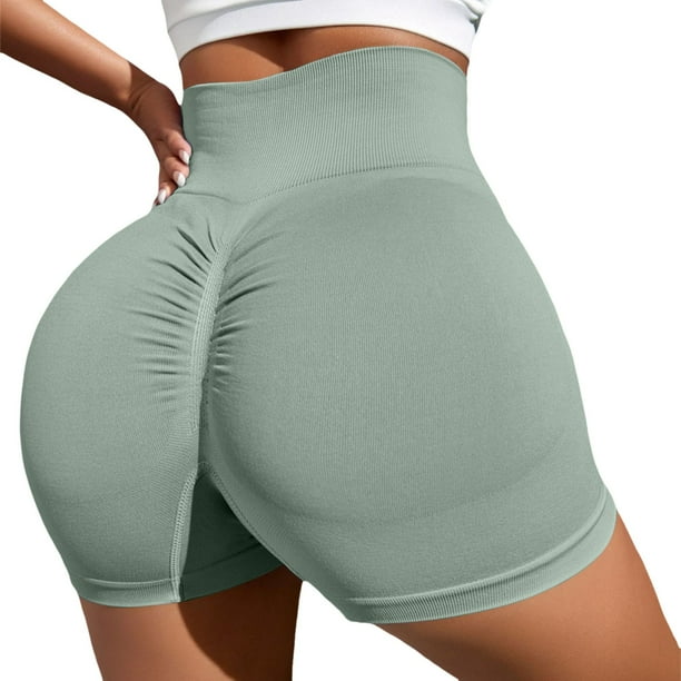 Pantalones cortos de entrenamiento para mujer con efecto lifting - Pantalones cortos sin costuras con entrepierna de 3,6/4,5/6 pulgadas - Ropa de gimnasio con cintura baja acanalada y transpirable