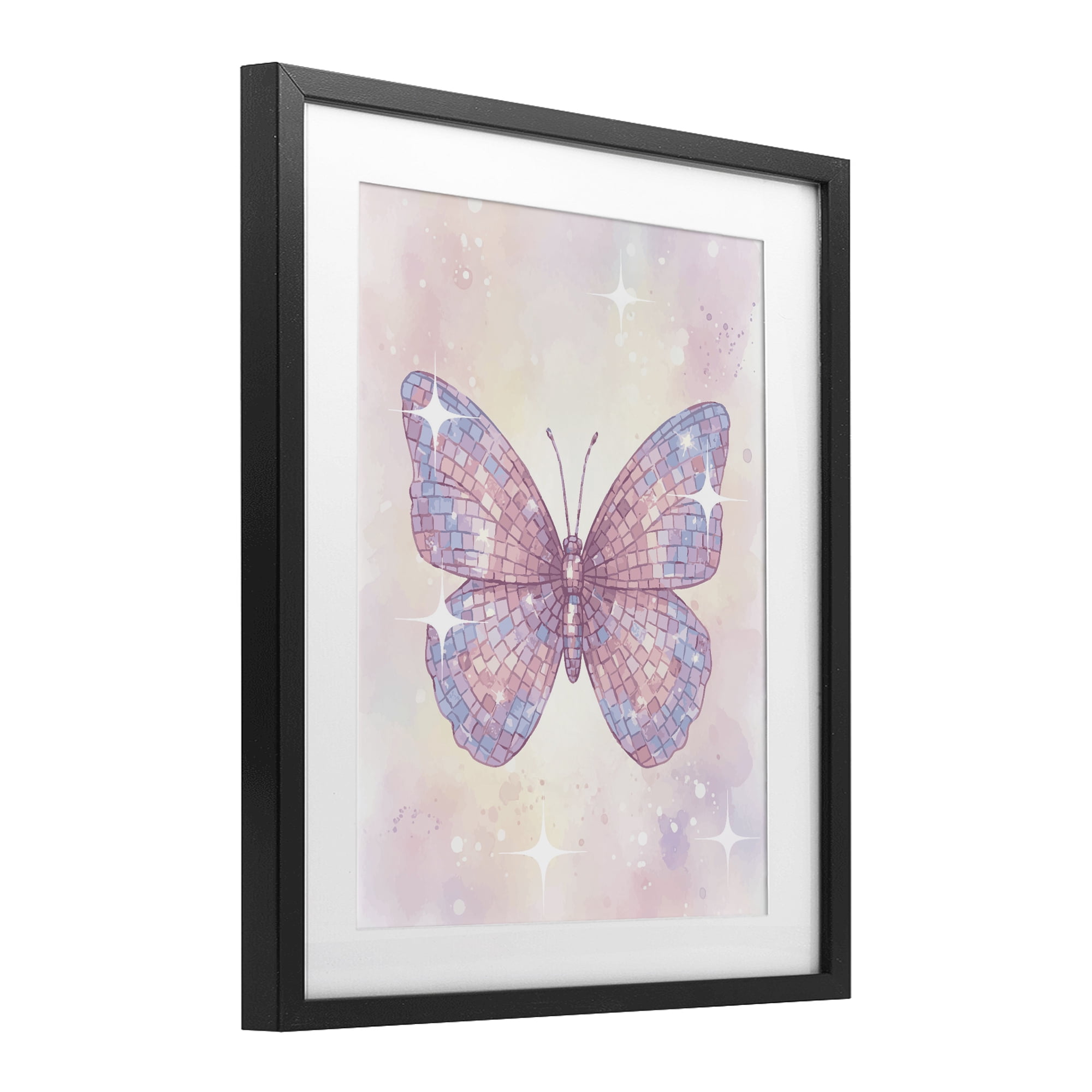 Stupell Industries Delicate Disco Butterfly Black Framed Print Under Glass, design by Lil' Rue
