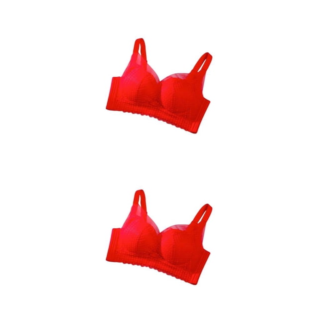 Sujetador de encaje Sonducket Bralette lencería sin costuras chaleco para el cuello Rojo 34/75A 2Conjunto