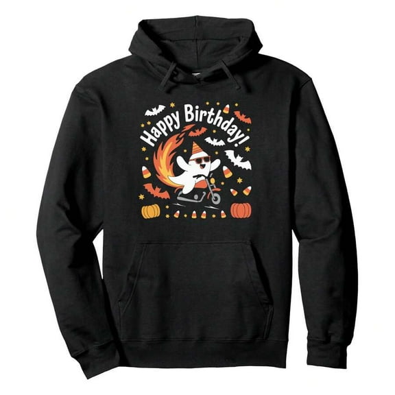 Cool Ghost Riding Motorcycle Spooky Halloween Pumpkin Men Pullover Hoodie A Versatile Garment Essential For Both Active And Casual Lifestyles, The Men's Hooded Sweatshirt Combines Comfort And Functio