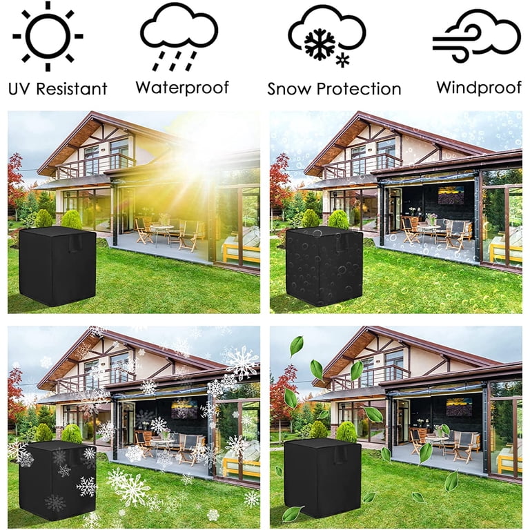 Ailelan Winter Air Conditioner Cover For Outside Units - 34x34x30 Inches, Water Resistant, Square AC Cover