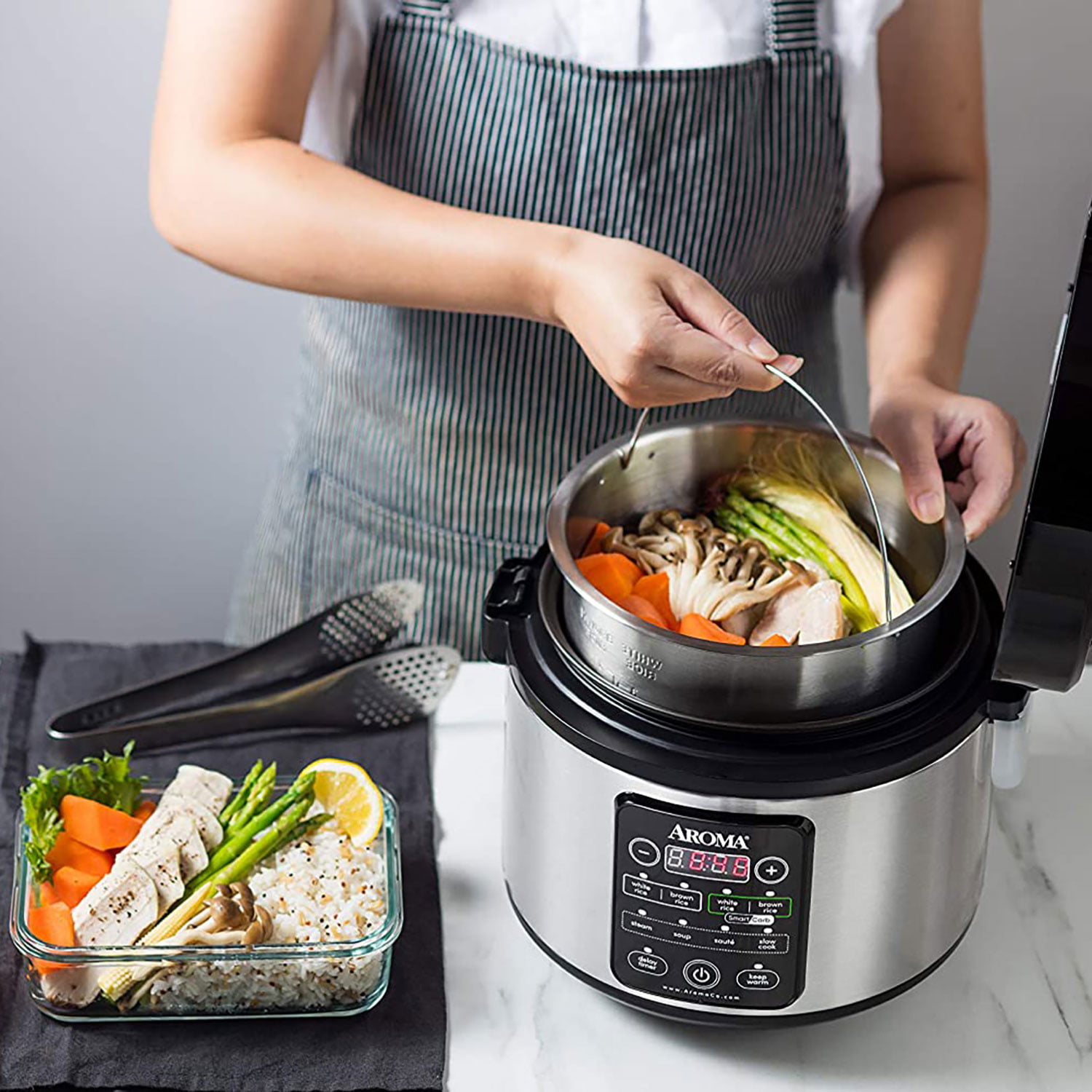 Aroma NutriWare 20 Cup Stainless Steel Rice Cooker NRC-690-SD