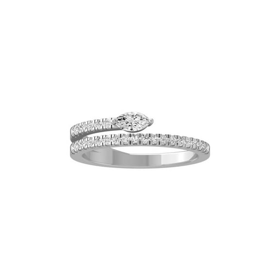 ARAIYA FINE JEWELRY Sterling Silver Lab-Grown Marquise and Round-shape Diamond Snake Band Ring (2/5 Cttw, D-F Color, VS1 Clarity) Size 10