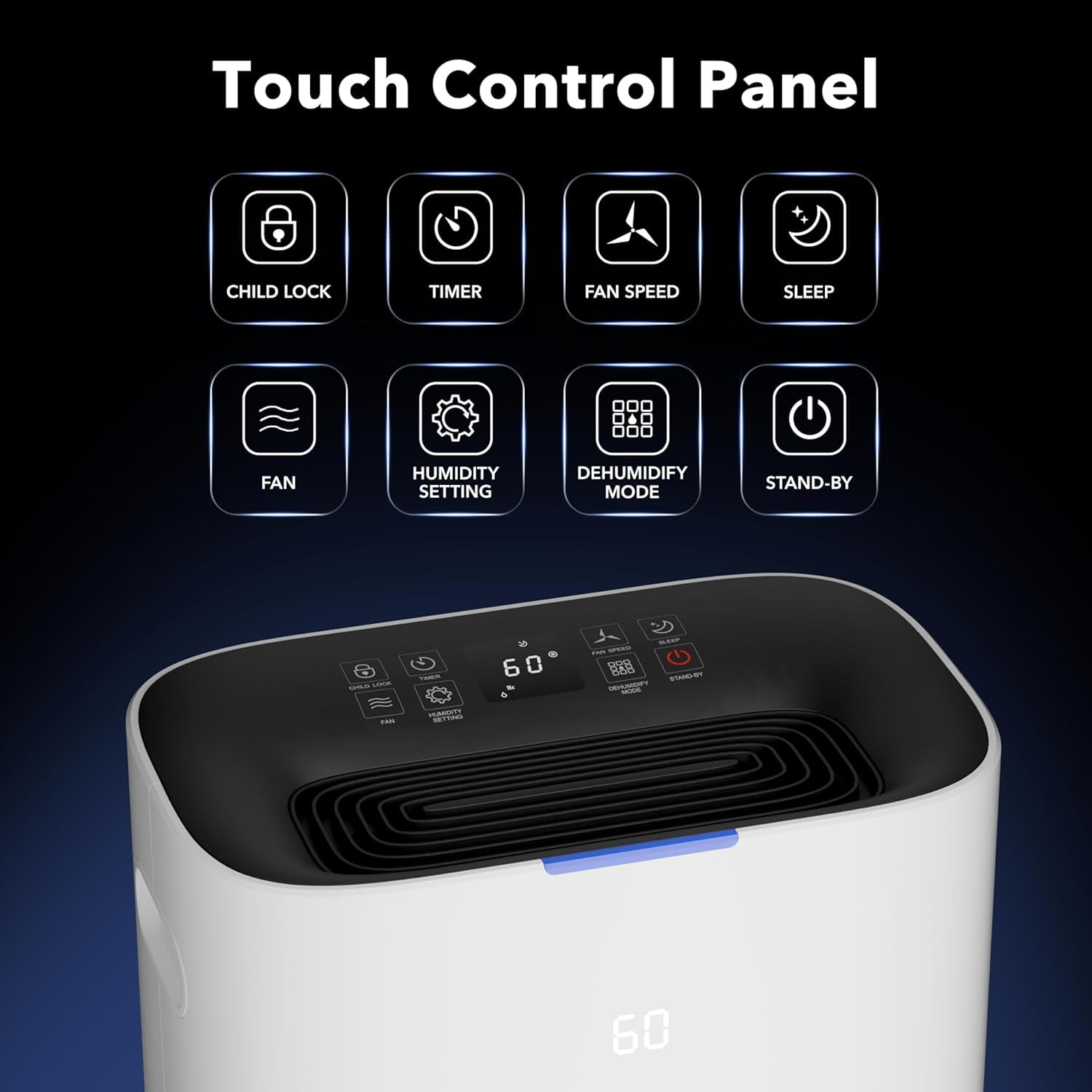 HBN Max 80 Pint Smart Dehumidifier for Home, 4500 Sq.ft Efficient Dehumidifier with Drain Hose, 1.71 Gallon Water Tank, Intelligent Humidity Dehumidifiers for Basement, Bedroom, Bathroom