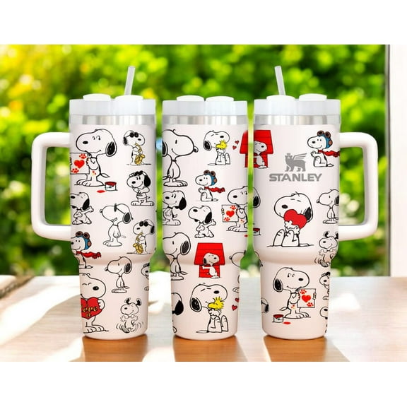Valentine Snoopy 40oz Tumbler, Peanuts Valentine Tumbler Gift for Her or Him