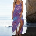thumbnail image 2 of USSUMA Summer Dresses for Women Casual Leaves Print Spaghetti Strap Bohemian Long Flowy Maxi Beach Party Sundresses Sleeveless Plus Dresses U Neck Sun Dress Wedding Guest, 2 of 4
