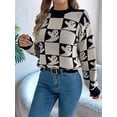 thumbnail image 5 of Women'S Round Neck Long Sleeve Sweater Loose Knitted Autumn and Winter Trend Fashion Casual Pullover Tops L, 5 of 9