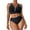 Black, variant on Women's Ruched Deep V High Waisted Bikini Swimsuit Set,Halter Tankini Top + Bottom Two Piece Bathing Suit for Women, Swimsuits for Juniors Teens Summer Beach Vacation