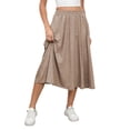 thumbnail image 2 of ZenCart Women Midi Skirt Elastic High Waist Large Hem Mid-calf Length Skirt Solid Color Commuting Style Skirt, 2 of 8