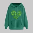 thumbnail image 2 of Plebaso Chandails en Molleton à Capuche pour Femmes pour la Saint-Patrick, Manches Longues, Imprimé Trèfle, 2 of 5