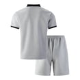 thumbnail image 5 of 2 Piece Casual Set for Men Knit Quarter Button Shirt with Shorts Half Zip Collared Top Drawstring Shorts Summer Matching Tracksuit 3XL, 5 of 5