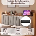 thumbnail image 3 of Moderno gris queen floating marco de cama con LED lights y usb charging - forrado platform con cabecero, no box spring, fácil montaje, 3 of 7