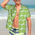 thumbnail image 5 of Lsque Green Lemon Slices pattern Hawaiian Shirt for Men, Unisex Summer Beach Casual Short Sleeve Button Down Shirts-3X-Large, 5 of 9