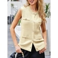 thumbnail image 4 of Women's Sleeveless Sweater Vest with Button Up Cable Knit Crew Neck Trendy Casual Loose Summer Cardigan, 4 of 5