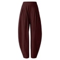 thumbnail image 2 of Linen Wide Leg Palazzo Barrel Pants for Women Loose Harem Pants Casual 2026 Summer Soft Vacation Boho Trousers with Pockets Casual Lightweight Breathable Trousers, Brown S, 2 of 8