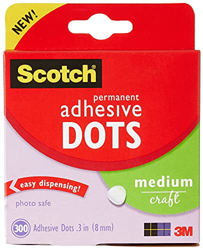 010-300M Photo-Safe Medium 300 Dots/Pack Scotch Brand Adhesive Dots - 1 Pack Permanent Easy Dispensing 